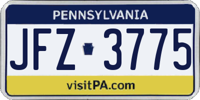 PA license plate JFZ3775