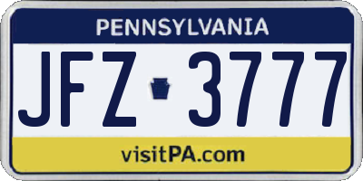 PA license plate JFZ3777