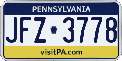PA license plate JFZ3778