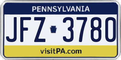 PA license plate JFZ3780