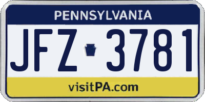 PA license plate JFZ3781
