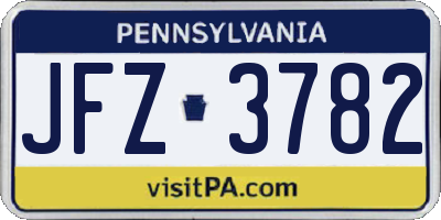PA license plate JFZ3782