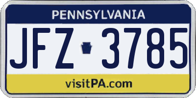 PA license plate JFZ3785