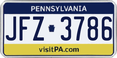 PA license plate JFZ3786