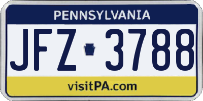 PA license plate JFZ3788