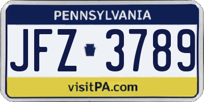 PA license plate JFZ3789