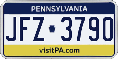 PA license plate JFZ3790