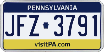 PA license plate JFZ3791
