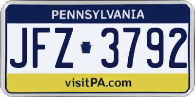 PA license plate JFZ3792