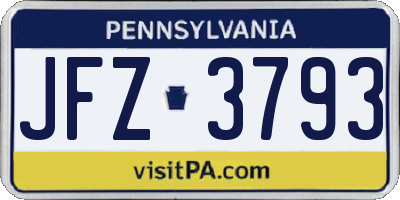PA license plate JFZ3793
