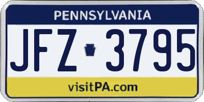 PA license plate JFZ3795
