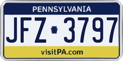 PA license plate JFZ3797