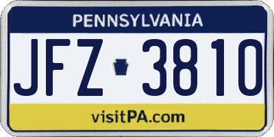 PA license plate JFZ3810