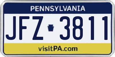 PA license plate JFZ3811