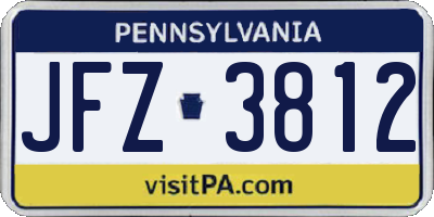 PA license plate JFZ3812
