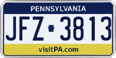PA license plate JFZ3813