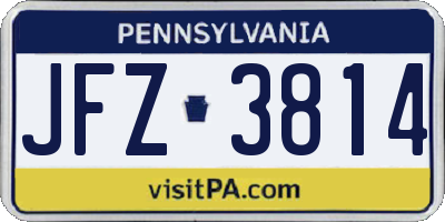 PA license plate JFZ3814