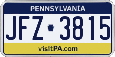 PA license plate JFZ3815