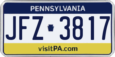 PA license plate JFZ3817