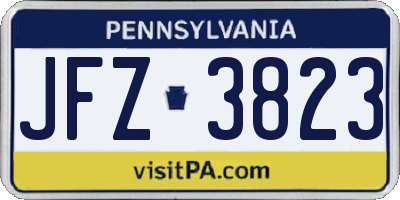 PA license plate JFZ3823