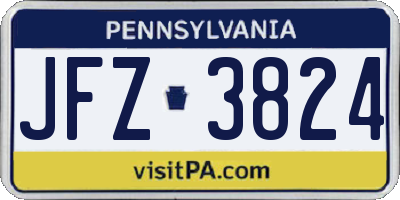 PA license plate JFZ3824