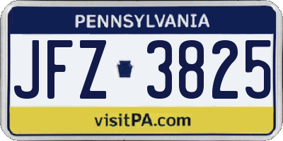 PA license plate JFZ3825