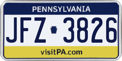 PA license plate JFZ3826