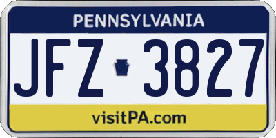 PA license plate JFZ3827