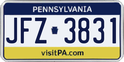 PA license plate JFZ3831