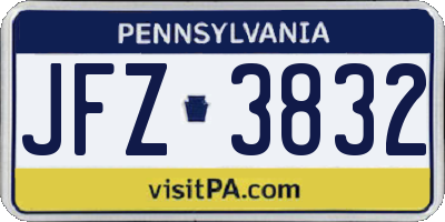 PA license plate JFZ3832