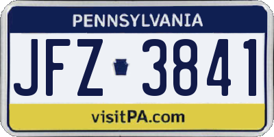 PA license plate JFZ3841