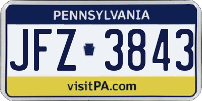 PA license plate JFZ3843