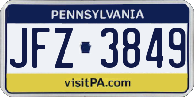 PA license plate JFZ3849