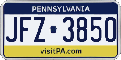 PA license plate JFZ3850