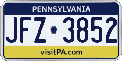 PA license plate JFZ3852