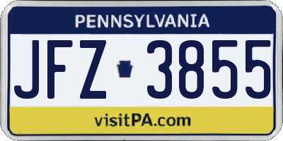 PA license plate JFZ3855