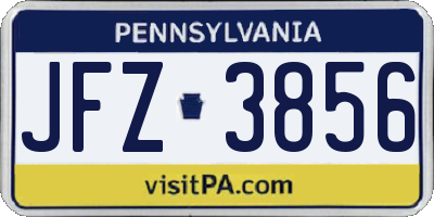 PA license plate JFZ3856