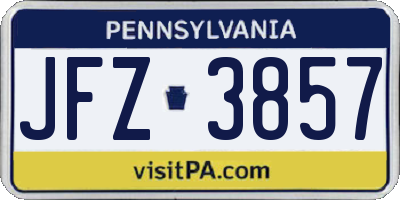 PA license plate JFZ3857