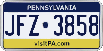 PA license plate JFZ3858