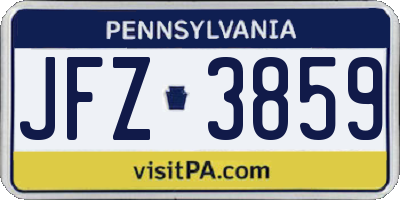 PA license plate JFZ3859
