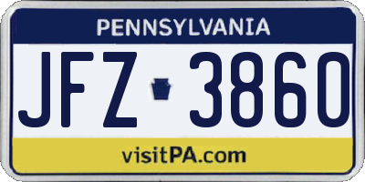 PA license plate JFZ3860