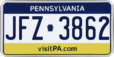 PA license plate JFZ3862