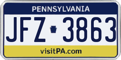 PA license plate JFZ3863