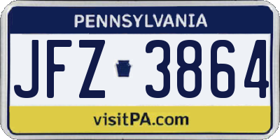 PA license plate JFZ3864