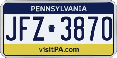 PA license plate JFZ3870