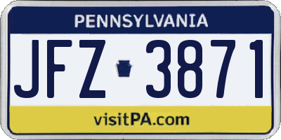 PA license plate JFZ3871
