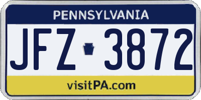 PA license plate JFZ3872