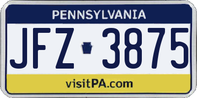 PA license plate JFZ3875