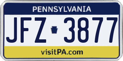 PA license plate JFZ3877