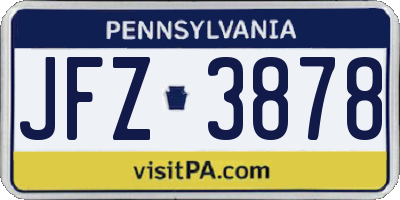 PA license plate JFZ3878